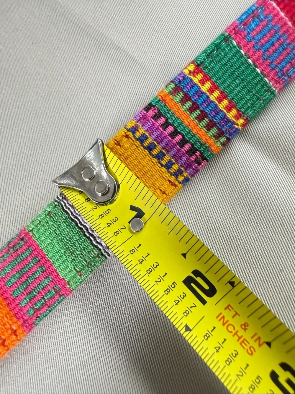 Woven Textile Leather Belt Colorful Southwestern Silver Floral Buckle